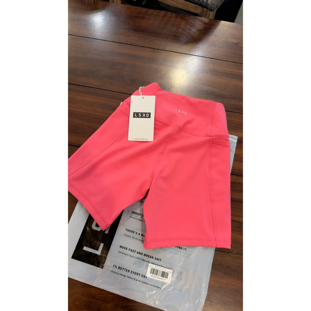 LSKD Fusion Mid Short Tight with Pockets Hot Pink WTGH01414 Small 6 in NWT